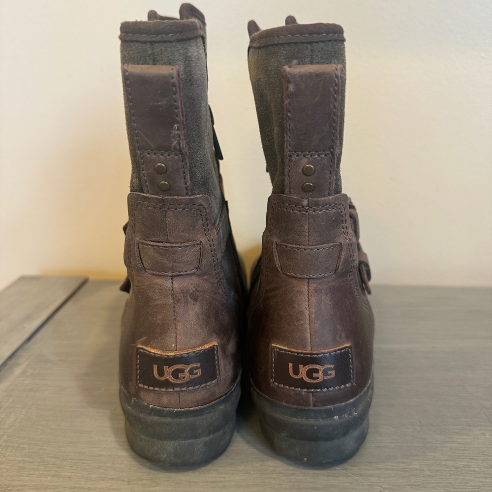 UGG Simmens Waterproof Leather Boots – Brown Size 8 Zip - Picture 4 of 7